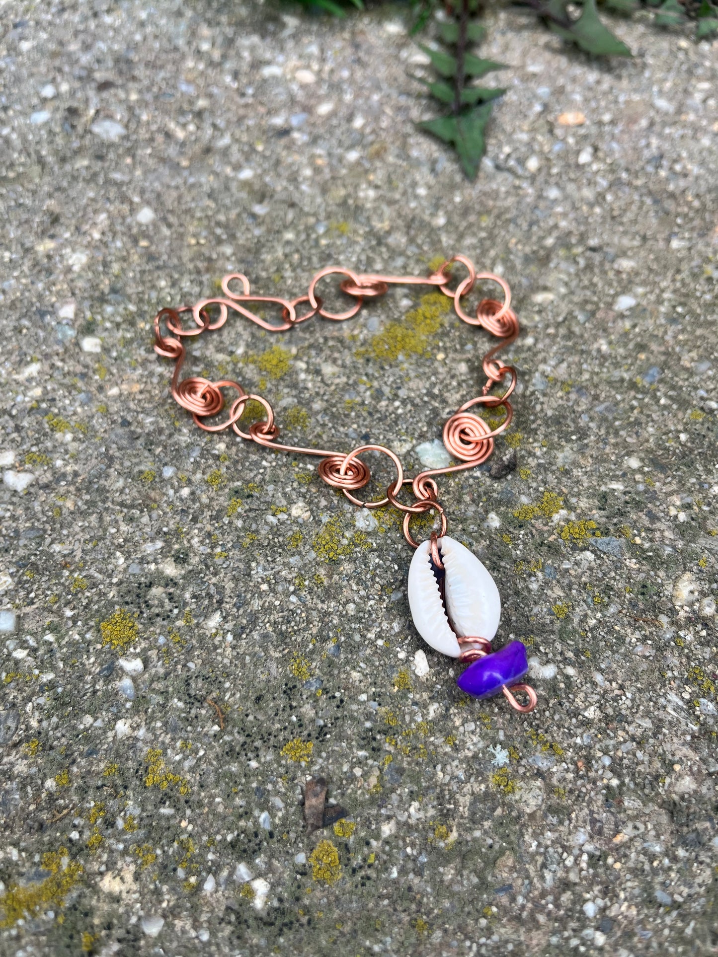 Copper Cowrie charm bracelet
