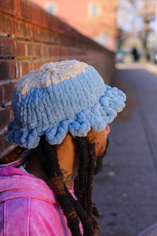 The "Ice Cap" ruffle bucket beanie: A hand crocheted original
