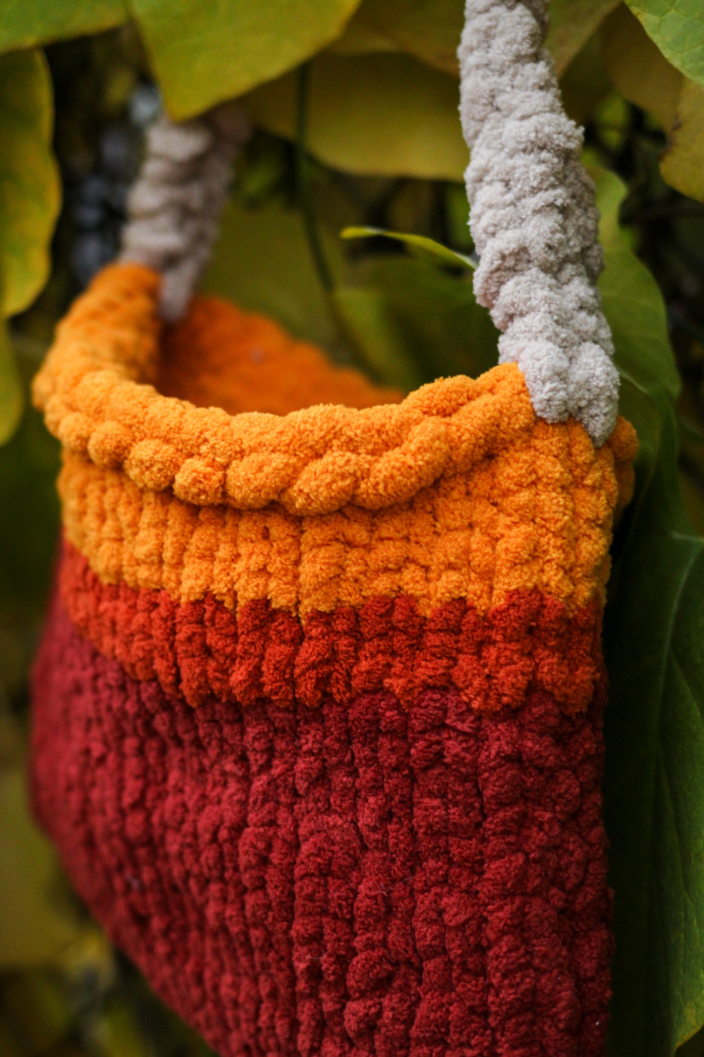 Harvest Sunset Chunky Crocheted Tote Bag | Laptop & Everyday Use