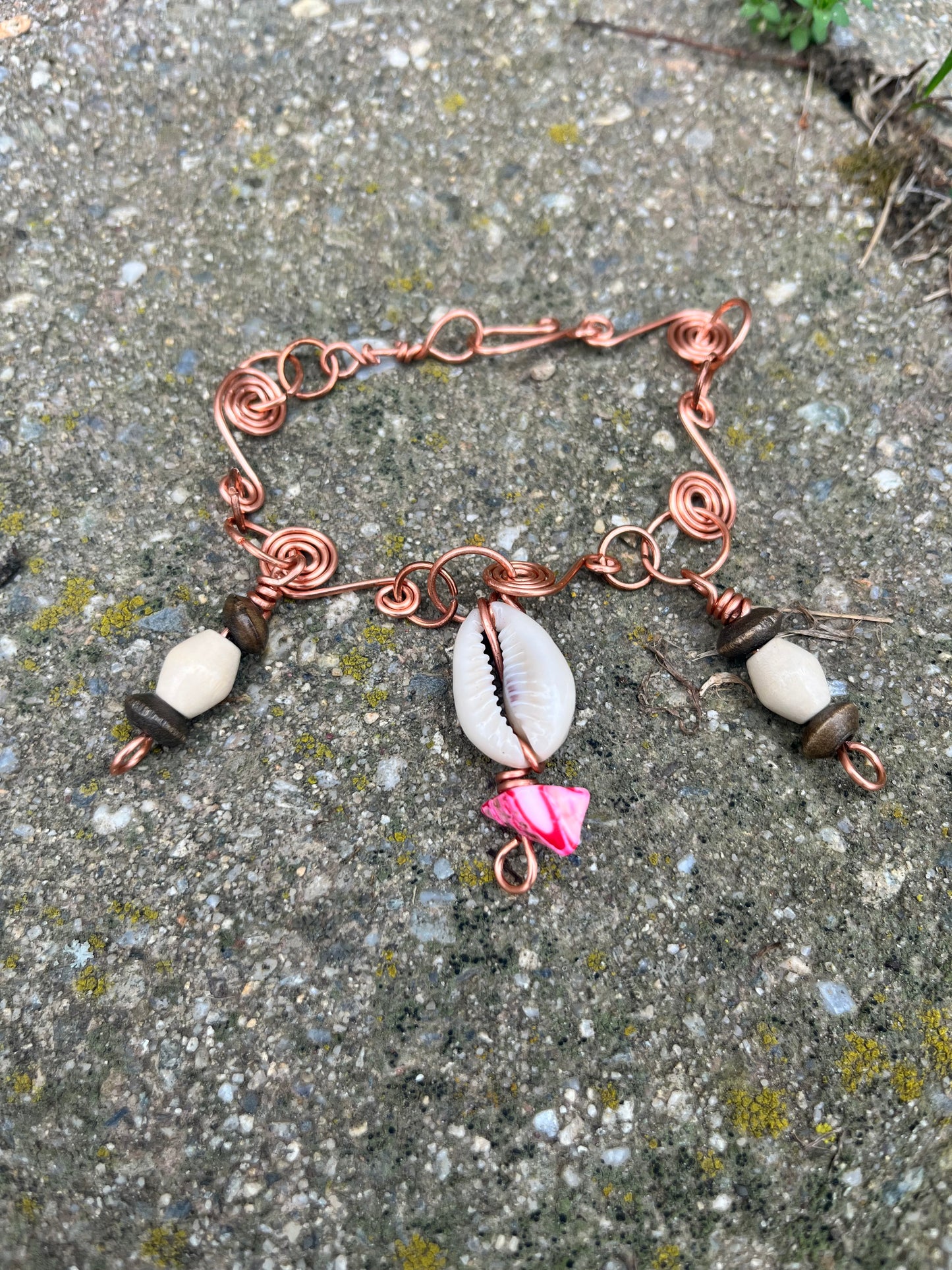 Raw Copper Cowrie Shell charm  Bracelet| Abundance & Grounding