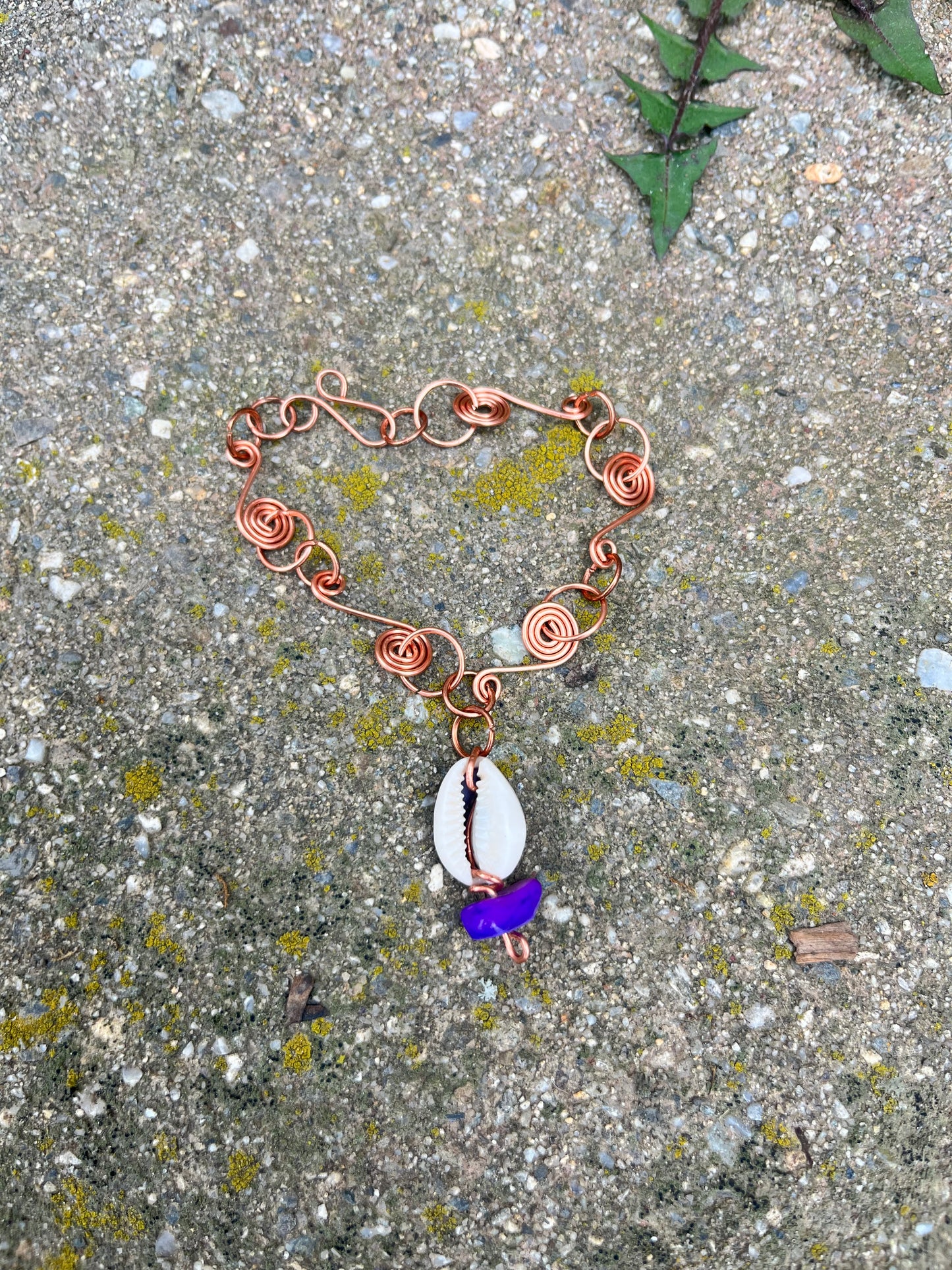Copper Cowrie charm bracelet
