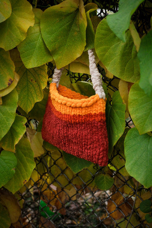 Harvest Sunset Chunky Crocheted Tote Bag | Laptop & Everyday Use