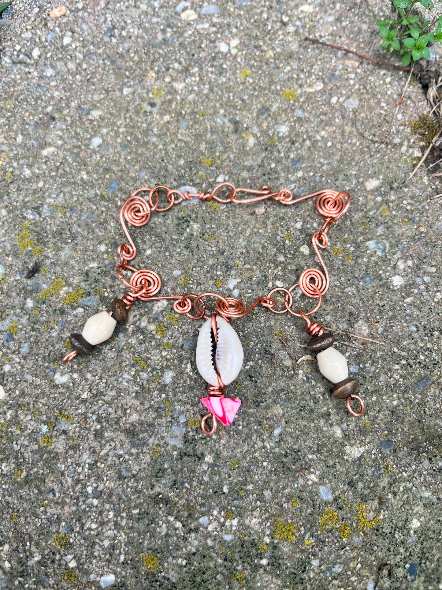 Raw Copper Cowrie Shell charm  Bracelet| Abundance & Grounding