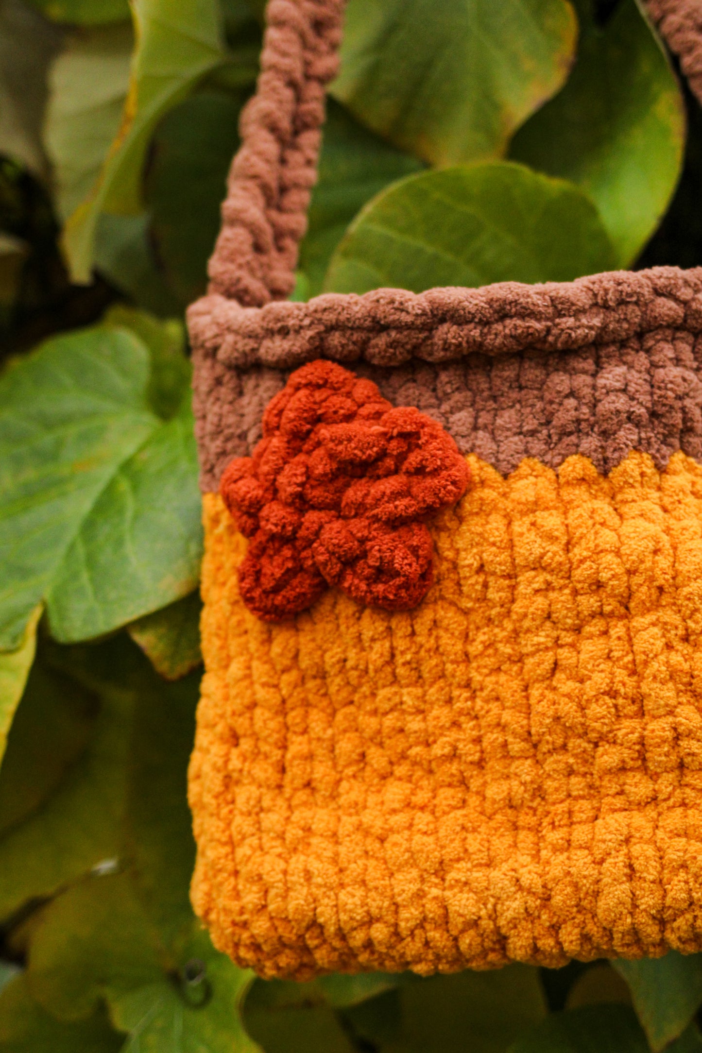 Handmade Chunky Crochet Shoulder Bag | Harvest Flower Tote